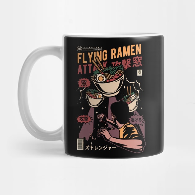 Retro Ramen Noodle Japanese Flying Ramen Attack Ramen Lover by anubis1986